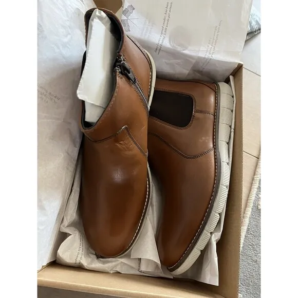 New Johnston &amp; Murphy Holden Chelsea Boots Big Boys Youth 7 Eu 38 Leather Tan