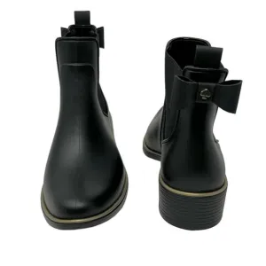 New Kate Spade Sedgewick Black Bow Rain Boots Size 7