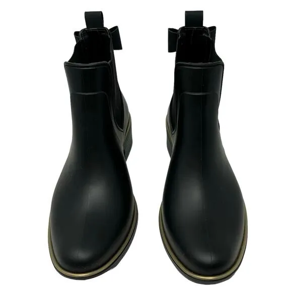 New Kate Spade Sedgewick Black Bow Rain Boots Size 7