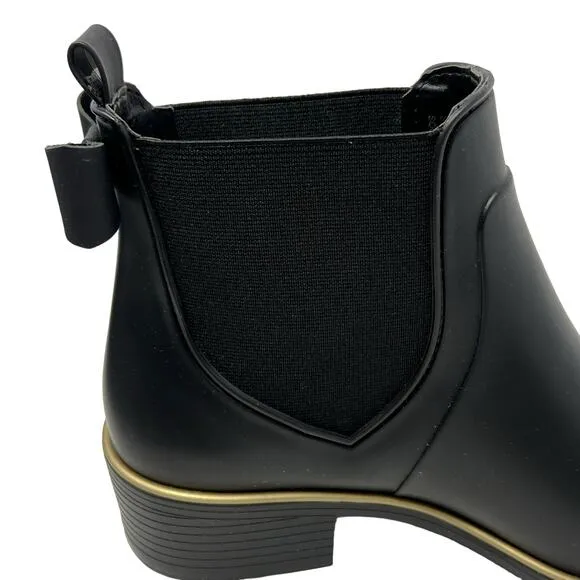 New Kate Spade Sedgewick Black Bow Rain Boots Size 7