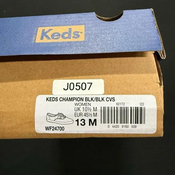 New Keds Black Champion Canvas Sneakers 13