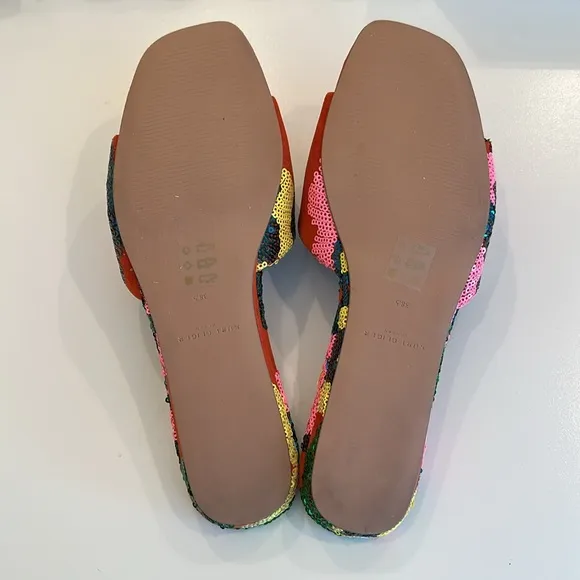 New Kurt Geiger Women's Multicolor Sequin Slide Sandals. Size 38.5