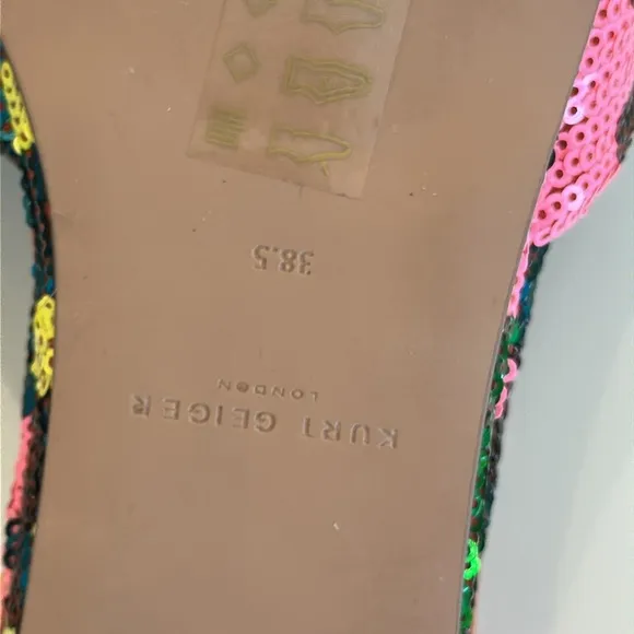 New Kurt Geiger Women's Multicolor Sequin Slide Sandals. Size 38.5