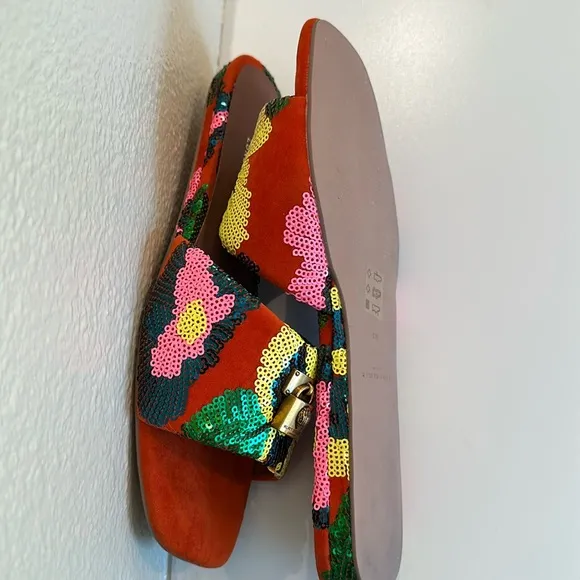 New Kurt Geiger Women's Multicolor Sequin Slide Sandals. Size 38.5