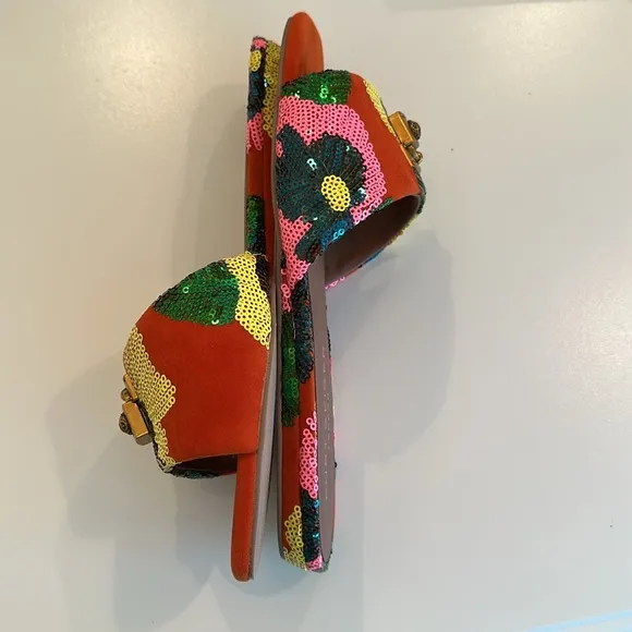 New Kurt Geiger Women's Multicolor Sequin Slide Sandals. Size 38.5