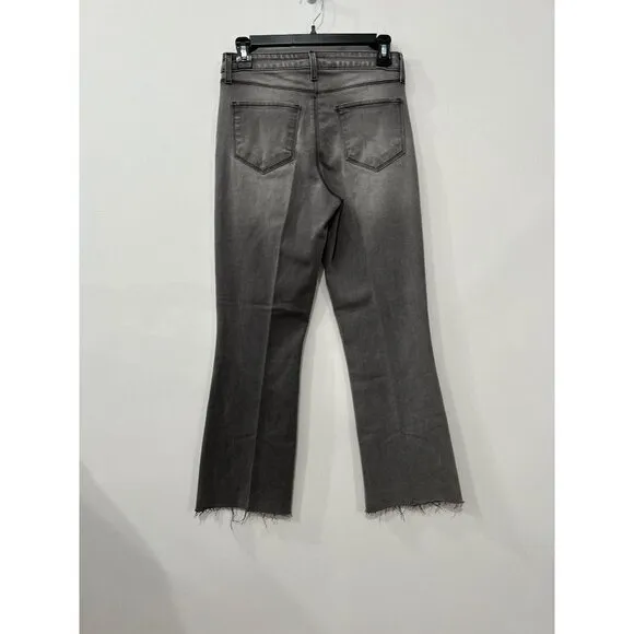 New L’AGENCE Size 26 Kendra Cropped Distressed High-rise Flared Jeans Grey