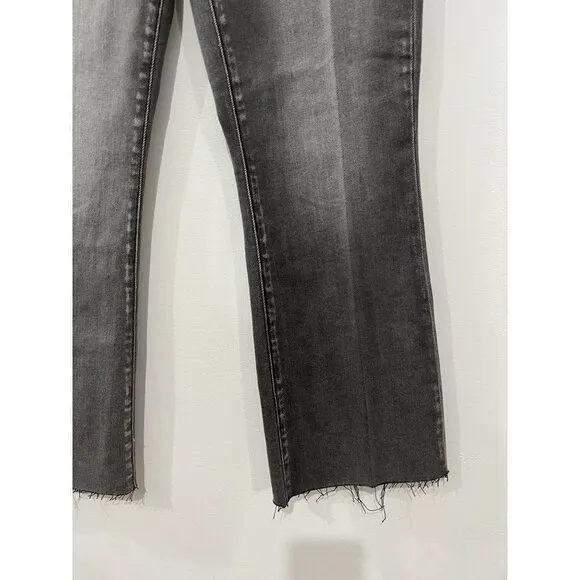 New L’AGENCE Size 26 Kendra Cropped Distressed High-rise Flared Jeans Grey