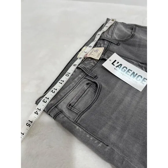 New L’AGENCE Size 26 Kendra Cropped Distressed High-rise Flared Jeans Grey
