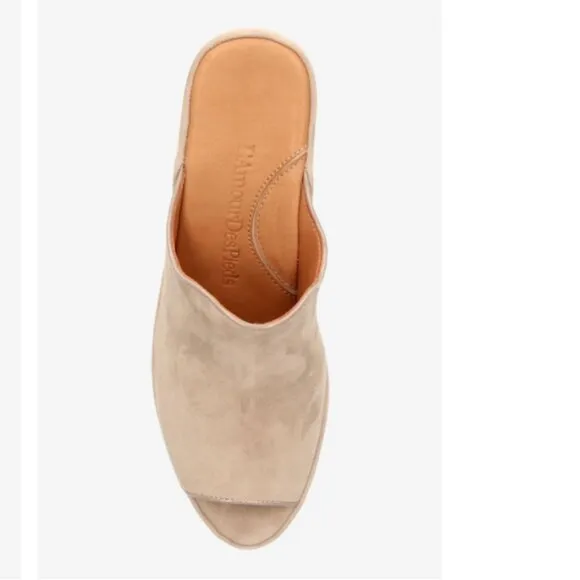 new  L'AMOUR DES PIEDS Suede Orman Heeled Dress Sandals for women Taupe
