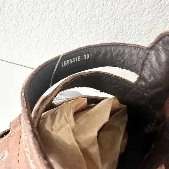 NEW Lane Boots BECCA Womens Brown Wedges 10 Western Sandals Cowgirl Leather