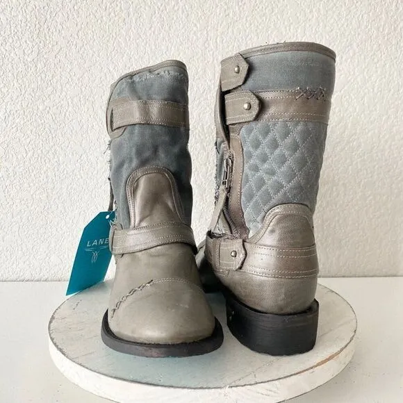 NEW Lane DUSTOFF Moto Boots Womens 10 Cowboy Gray Leather Casual  Western Wear