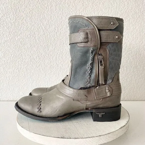 NEW Lane DUSTOFF Moto Boots Womens 10 Cowboy Gray Leather Casual  Western Wear