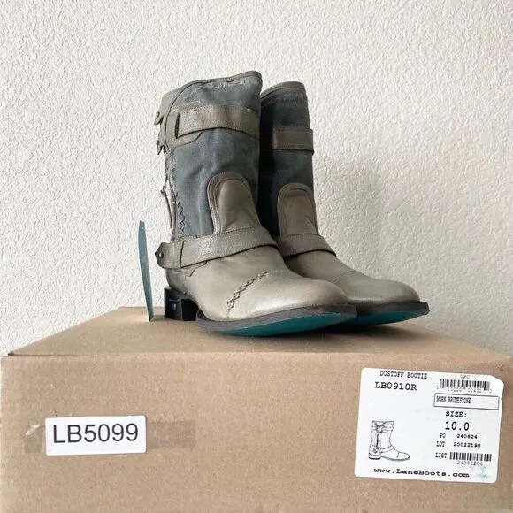 NEW Lane DUSTOFF Moto Boots Womens 10 Cowboy Gray Leather Casual  Western Wear