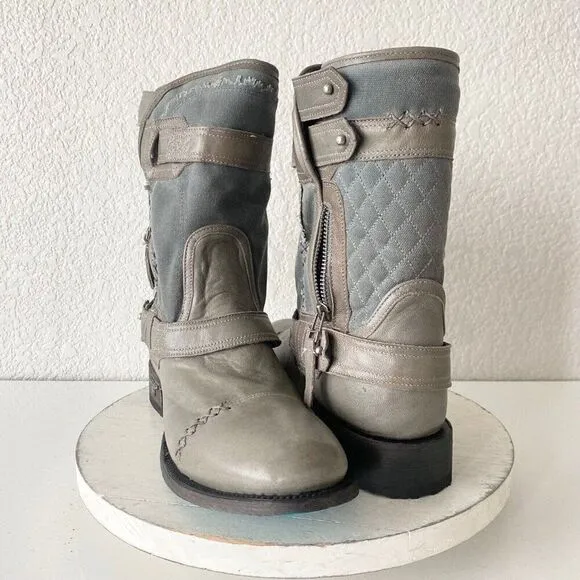 NEW Lane DUSTOFF Moto Boots Womens 10 Gray Leather Cowboy Casual  Western Wear