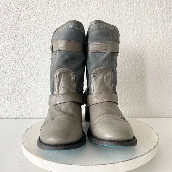 NEW Lane DUSTOFF Moto Boots Womens 10 Gray Leather Cowboy Casual  Western Wear