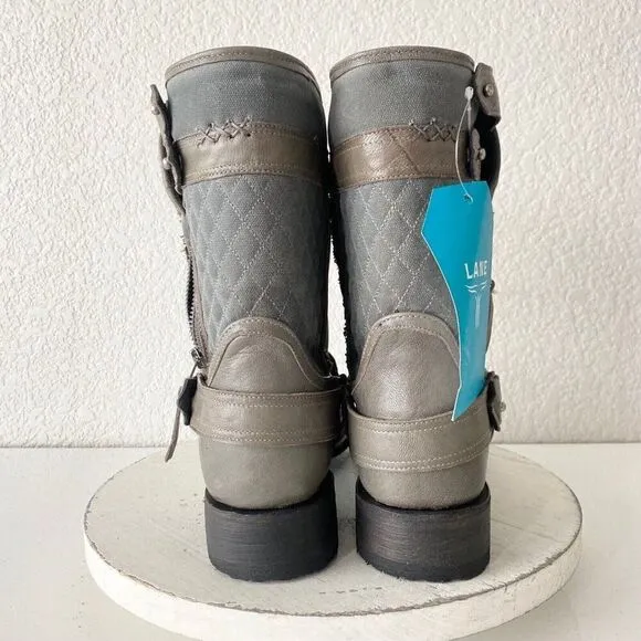 NEW Lane DUSTOFF Moto Boots Womens 10 Gray Leather Cowboy Casual  Western Wear