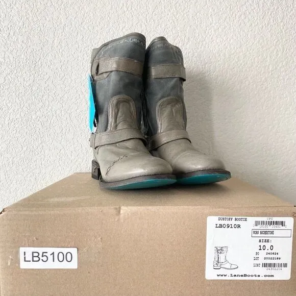 NEW Lane DUSTOFF Moto Boots Womens 10 Gray Leather Cowboy Casual  Western Wear