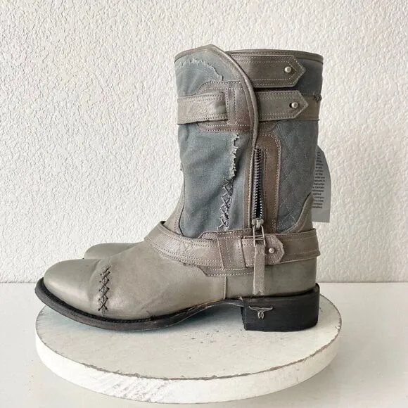 NEW Lane DUSTOFF Moto Boots Womens 10 Gray Leather Cowboy Casual  Western Wear
