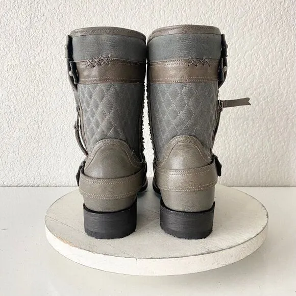 NEW Lane DUSTOFF Moto Boots Womens 8.5 Gray Leather Cowboy Casual Western Wear