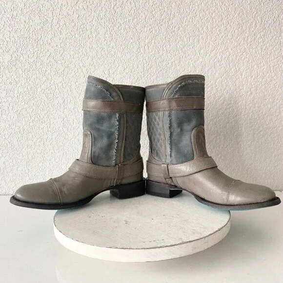 NEW Lane DUSTOFF Moto Boots Womens 8.5 Gray Leather Cowboy Casual Western Wear