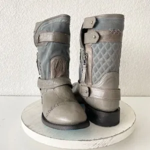 NEW Lane DUSTOFF Moto Boots Womens 9 Gray Leather Western Wear  Cowboy Casual