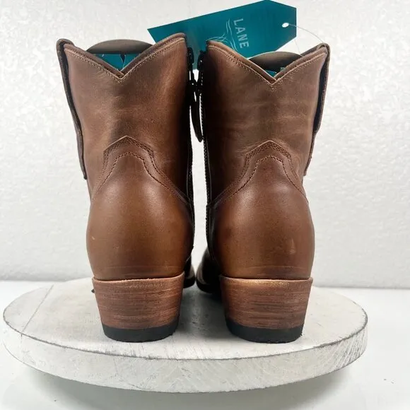NEW Lane PLAIN JANE Womens Cowboy Bootie 7.5 Short Western Brown Cowgirl Boots