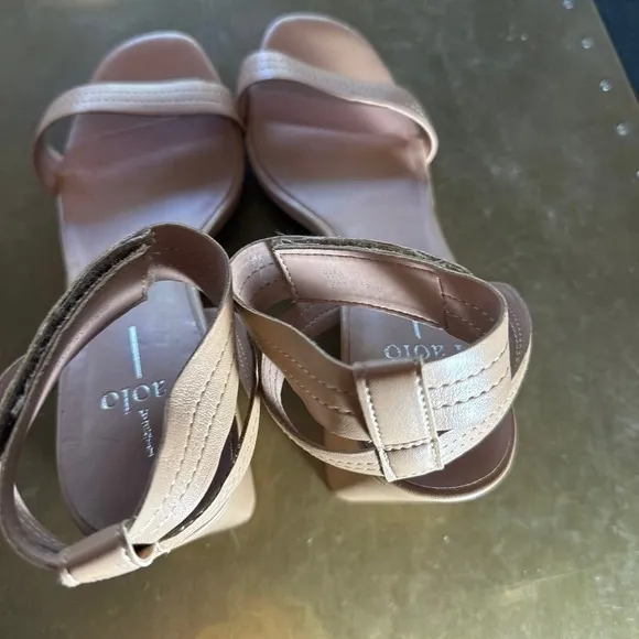 NEW Linea Paolo Womens Strappy Block Heel Sandals Dressy Designer Nude Brown 8.5