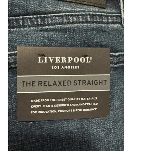 NEW Liverpool Men's Relaxed Straight Jeans 29x34 Medium Wash Blue Denim NWT