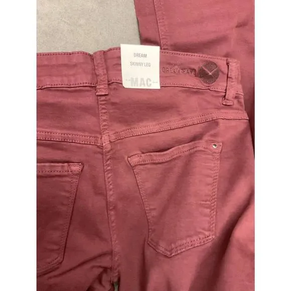 NEW MAC berry dream skinny cotton stretch jeans in berry