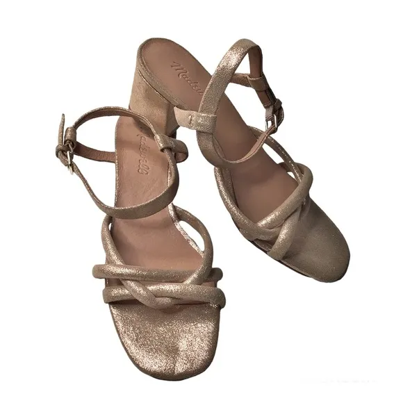New Madewell Caden Rose Gold Metallic Strappy Sandals Size 7