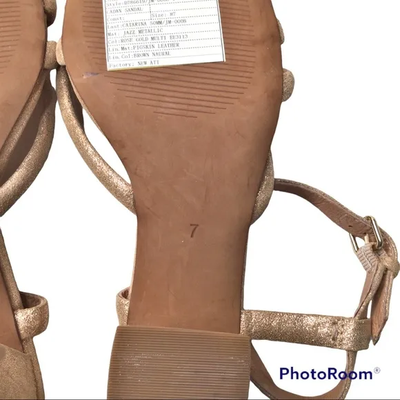 New Madewell Caden Rose Gold Metallic Strappy Sandals Size 7