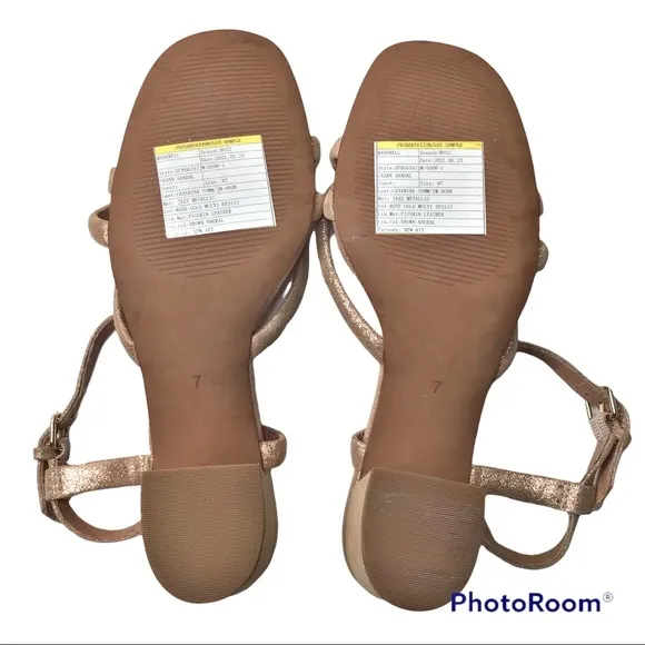 New Madewell Caden Rose Gold Metallic Strappy Sandals Size 7