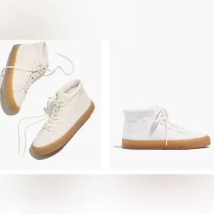 NEW Madewell sidewalk off white high top sneakers In recycled canvas 6.6