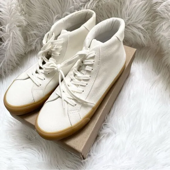 NEW Madewell sidewalk off white high top sneakers In recycled canvas 6.6