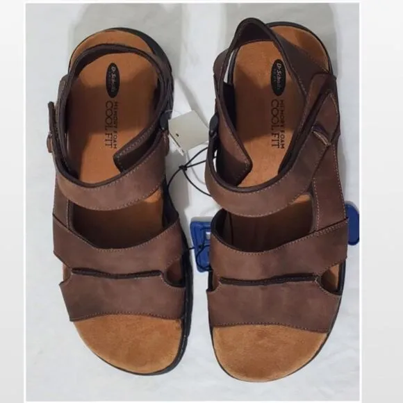 New Men Brown Fisherman Sandals Hiking Shoes Dr. Scholls Size 10