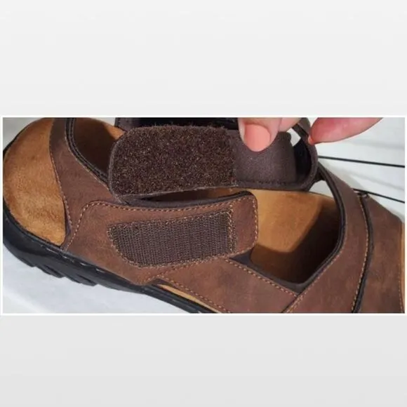 New Men Brown Fisherman Sandals Hiking Shoes Dr. Scholls Size 10