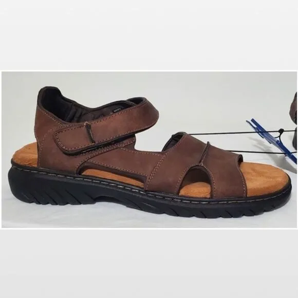 New Men Brown Fisherman Sandals Hiking Shoes Dr. Scholls Size 10