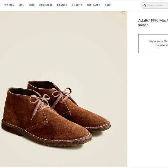 New men's 10 J Crew 1990 Adults' MacAlister boots in Auburn suede