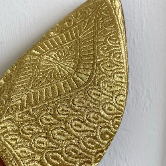 NEW Moroccan Luxury Babouche Gold Thread Embroidered Real Leather Slippers