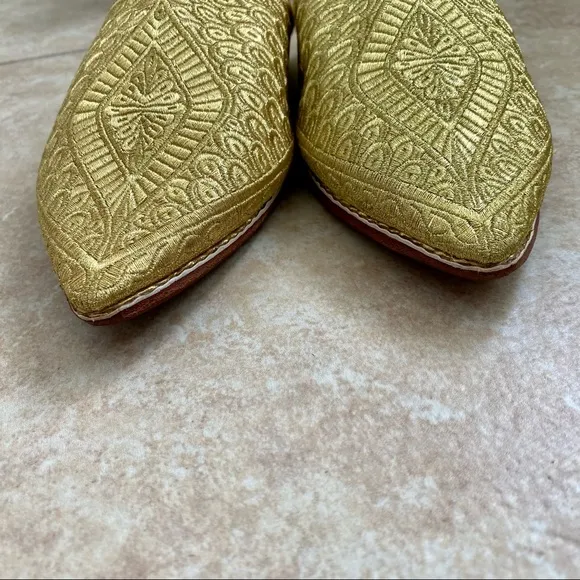NEW Moroccan Luxury Babouche Gold Thread Embroidered Real Leather Slippers