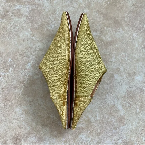 NEW Moroccan Luxury Babouche Gold Thread Embroidered Real Leather Slippers