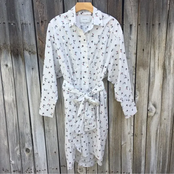 New Munthe Patrina Floral Shirtdress Organic Cotton White 36