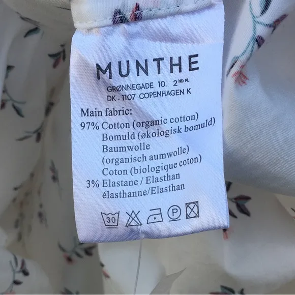 New Munthe Patrina Floral Shirtdress Organic Cotton White 36
