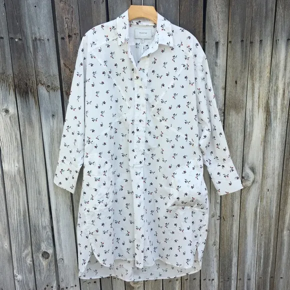 New Munthe Patrina Floral Shirtdress Organic Cotton White 36