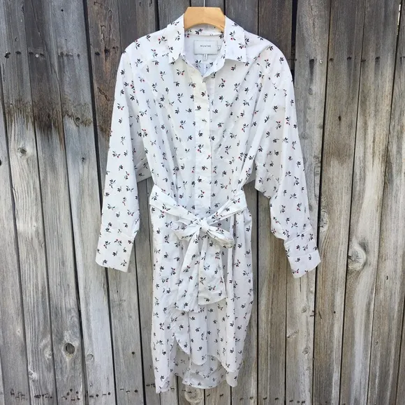 New Munthe Patrina Floral Shirtdress Organic Cotton White 36