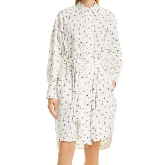 New Munthe Patrina Floral Shirtdress Organic Cotton White 36