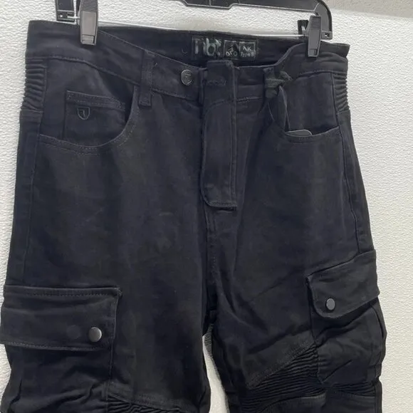 NEW NBT CLOTHING Men's License To Rise Motorcycle Cargo Pants Black Size 32