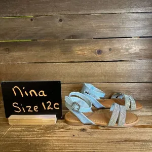 New NIB Little Kids‎ Nina Cameena Blue Bedazzled Strappy Sandals Size 12 C