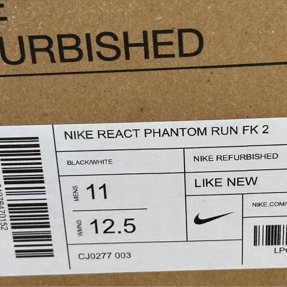 NEW Nike React Phantom Run FK 2 Casual Sneaker (Black / White) - Size Mens 11 US