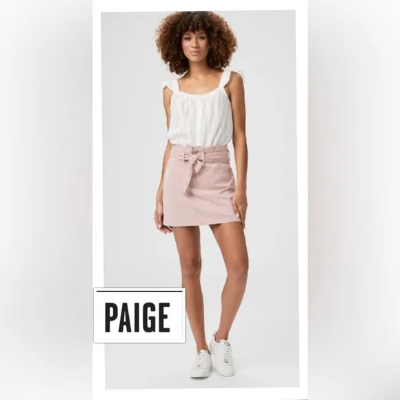 NEW🌸 PAIGE Nayla size 30 Paperbag Waist Skirt in Vintage Rouge Glow nwot